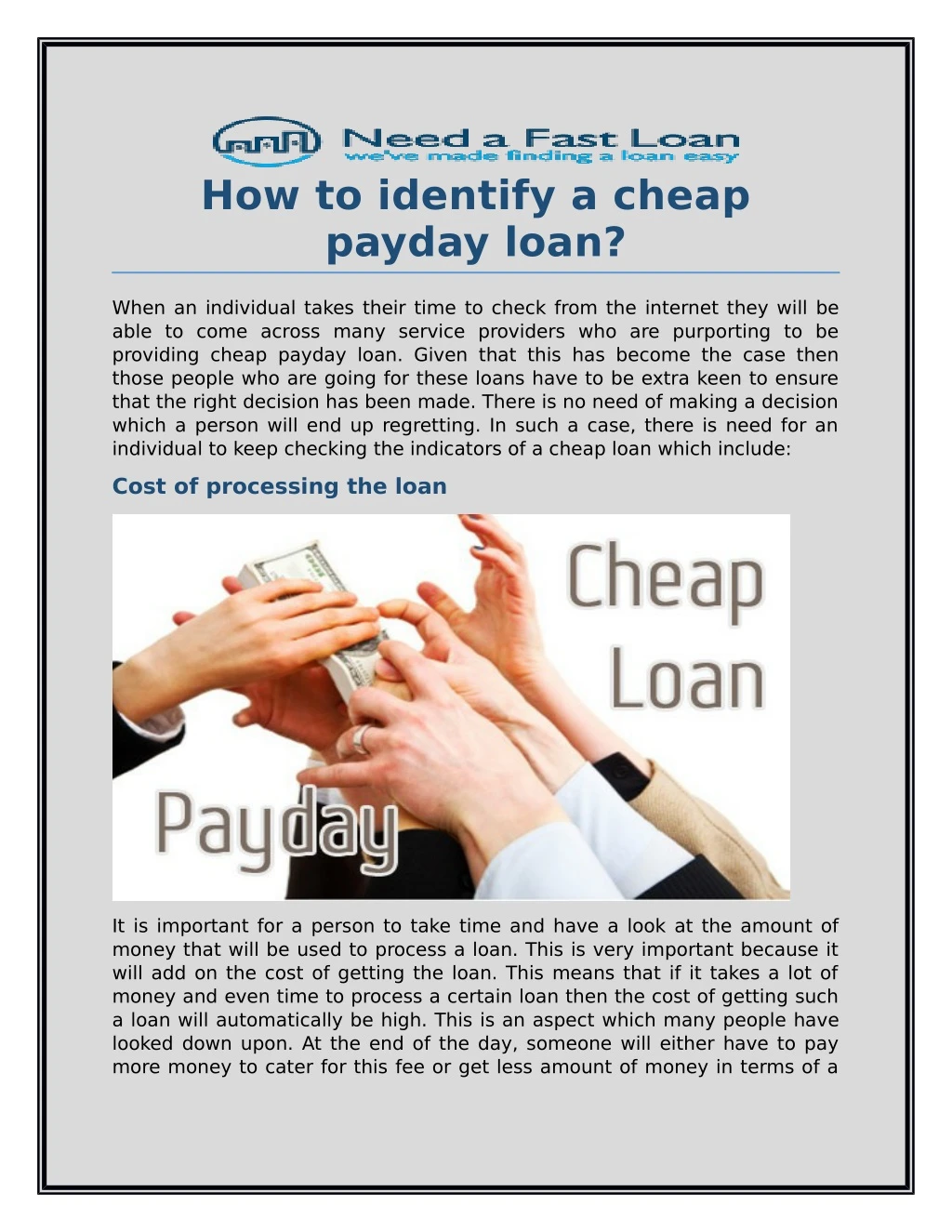how to identify a cheap payday loan