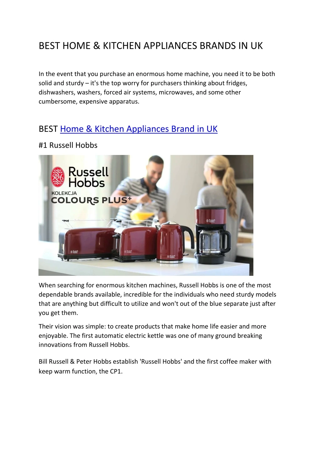 best home kitchen appliances brands in uk