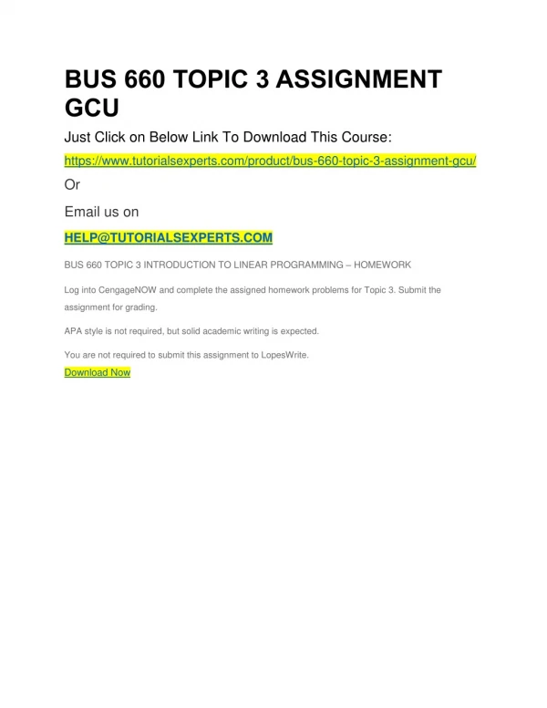 BUS 660 TOPIC 3 ASSIGNMENT GCU