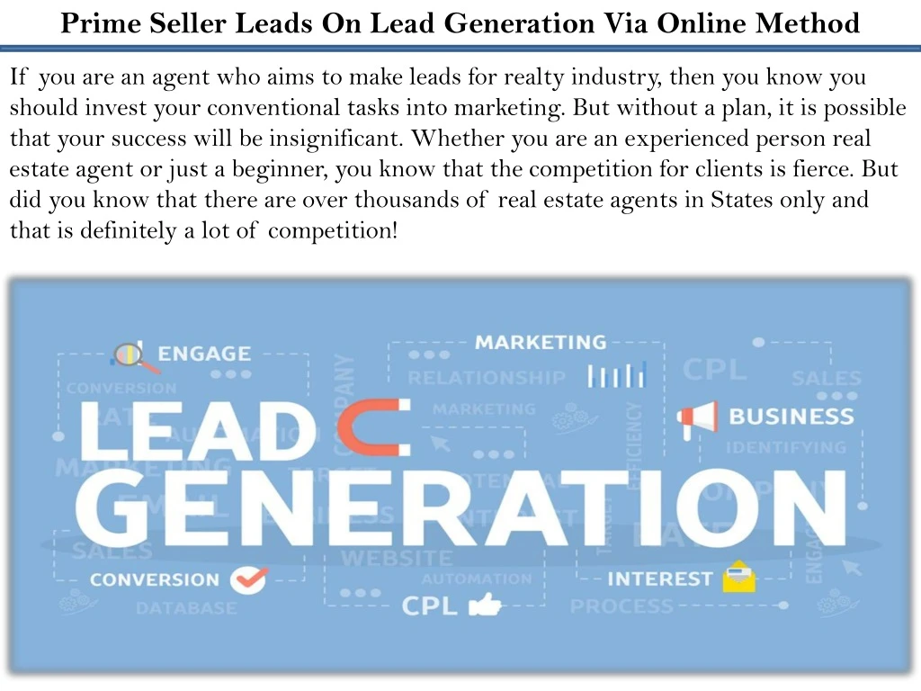 prime seller leads on lead generation via online