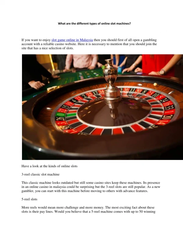 what are the different types of online slot