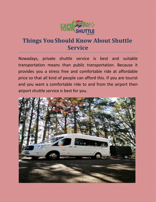 Things You Should Know About Shuttle Service
