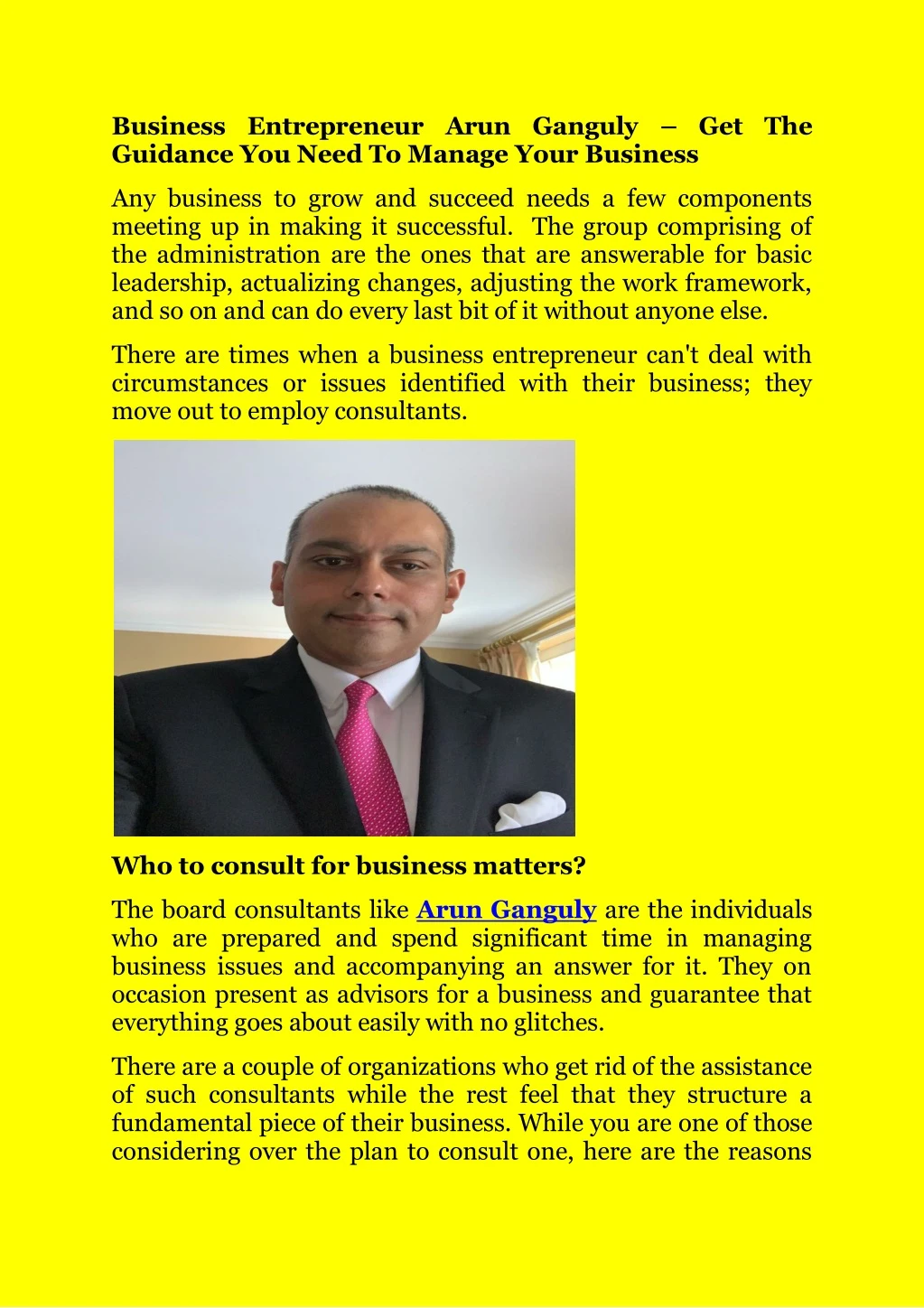 business entrepreneur arun ganguly