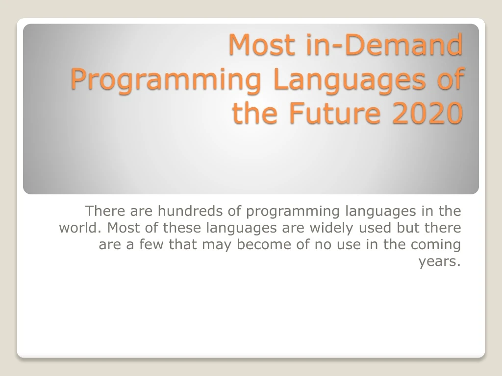 most in demand programming languages of the future 2020