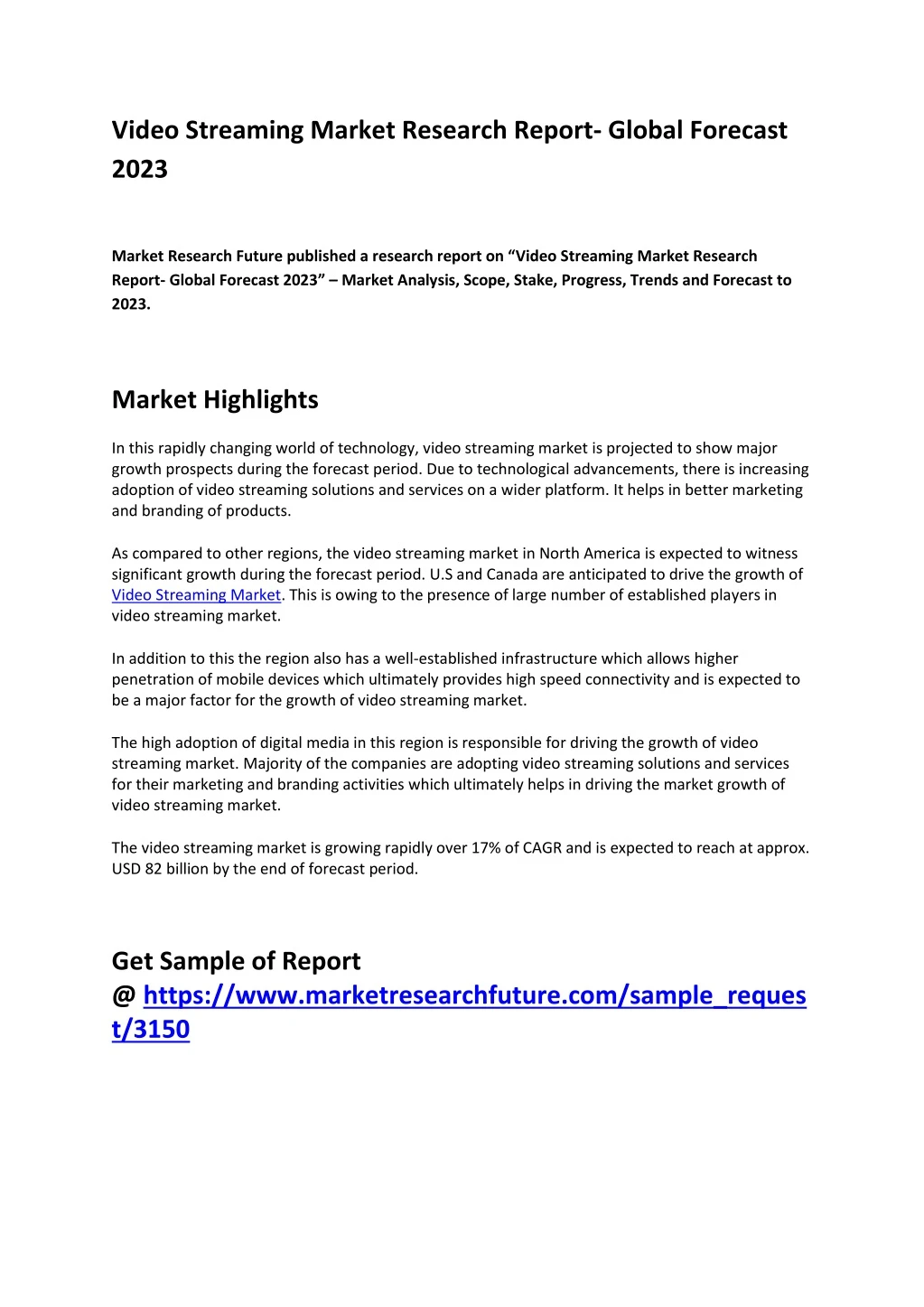 video streaming market research report global