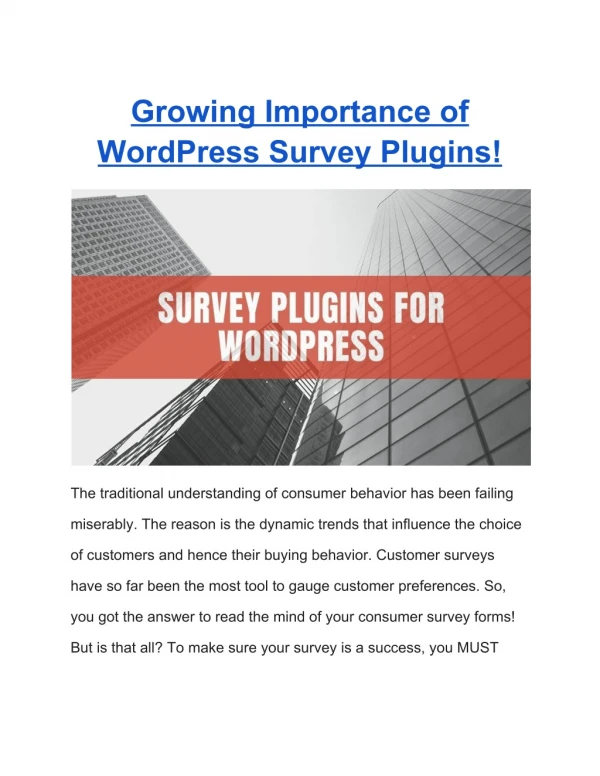 Growing Importance of WordPress Survey Plugins! | Wpeka