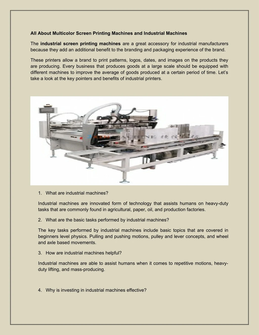 all about multicolor screen printing machines