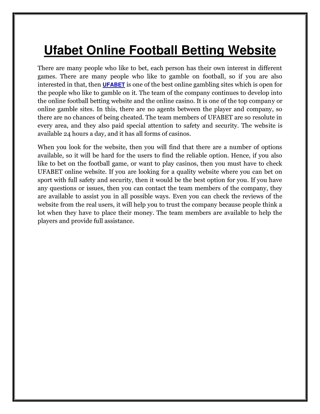 ufabet online football betting website