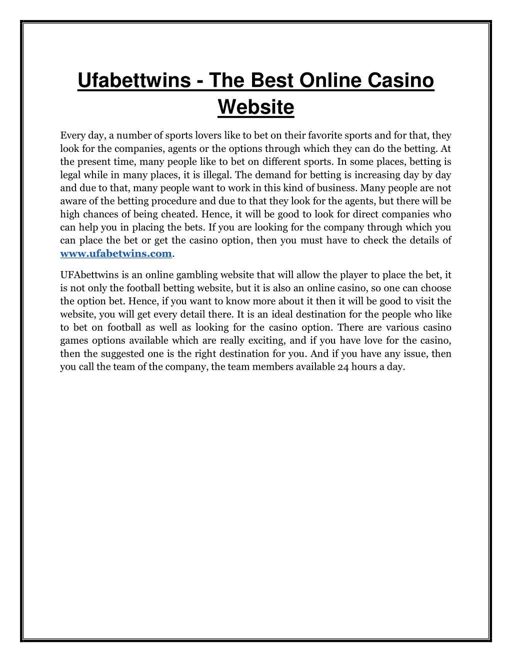 ufabettwins the best online casino website
