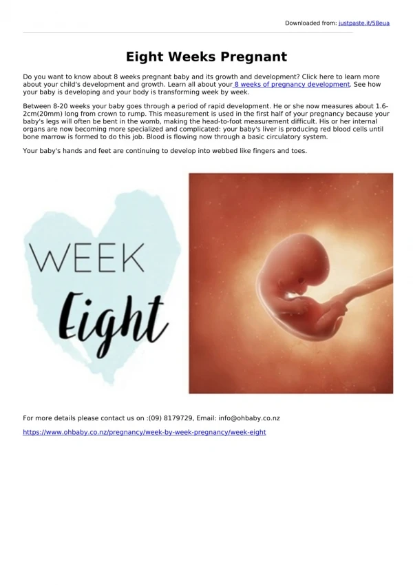 Eight Weeks Pregnant | Pregnancy Week-by-Week Symptoms