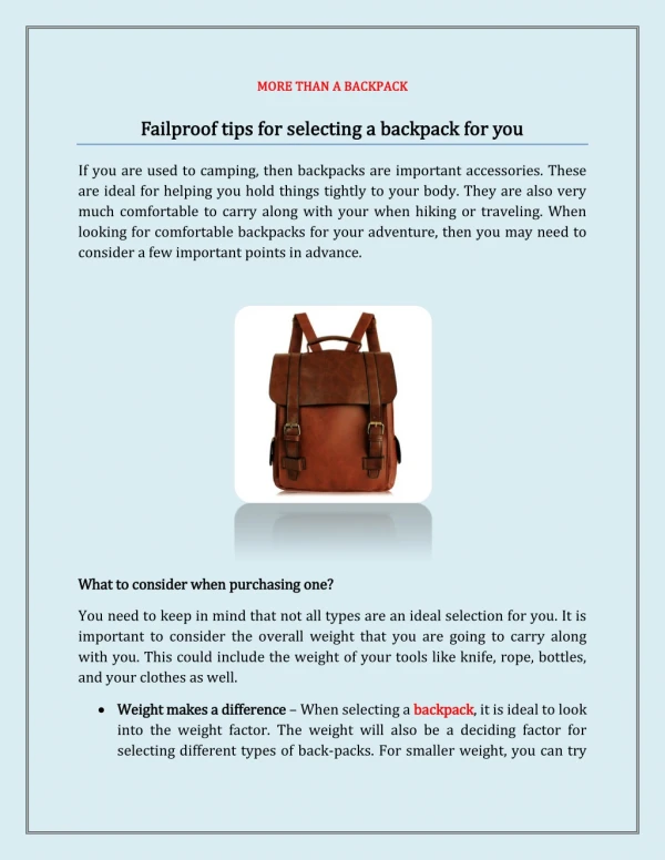 more than more than a a backpack