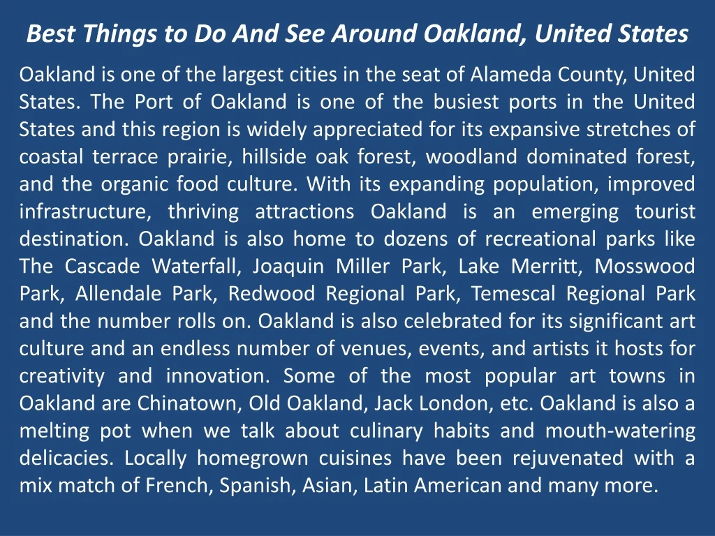 best things to do and see around oakland united states