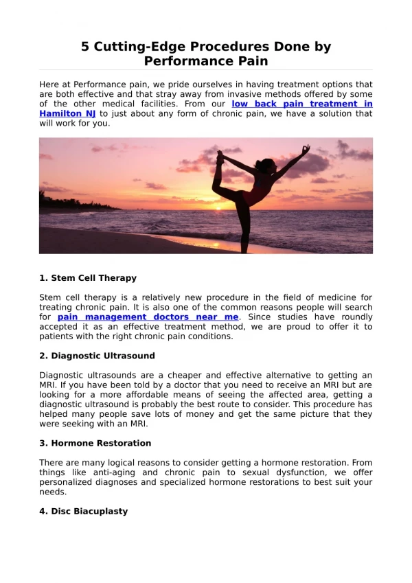 5 cutting edge procedures done by performance pain
