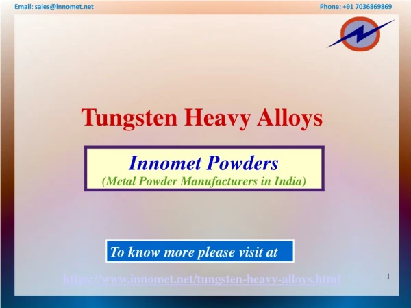 Tungsten Heavy Alloys Suppliers in India