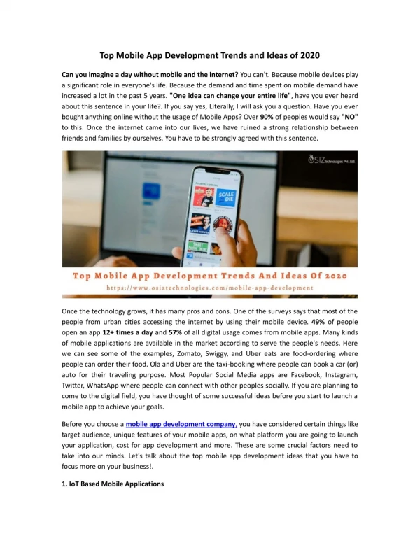 top mobile app development trends and ideas
