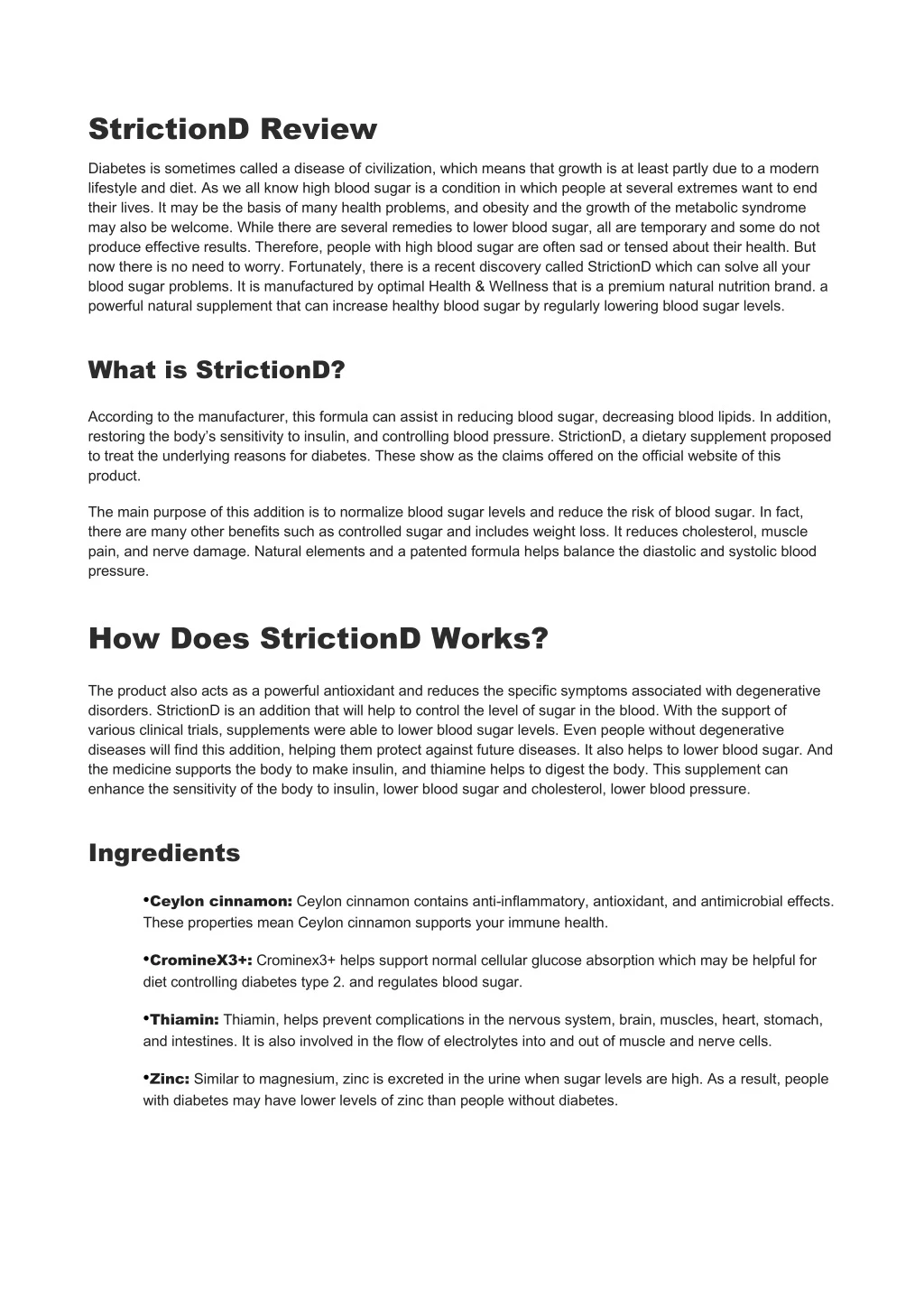 strictiond review