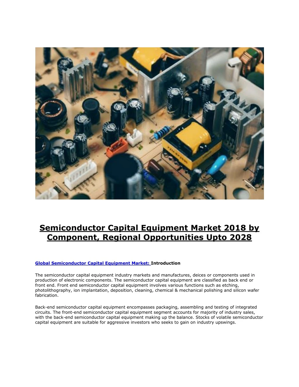 semiconductor capital equipment market 2018