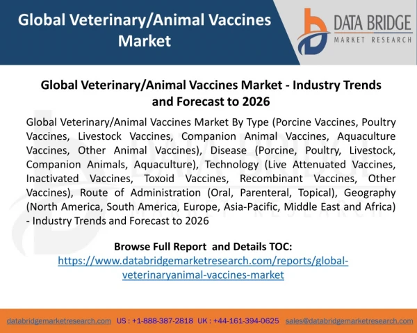 Global Veterinary/Animal Vaccines Market - Industry Trends and Forecast to 2026
