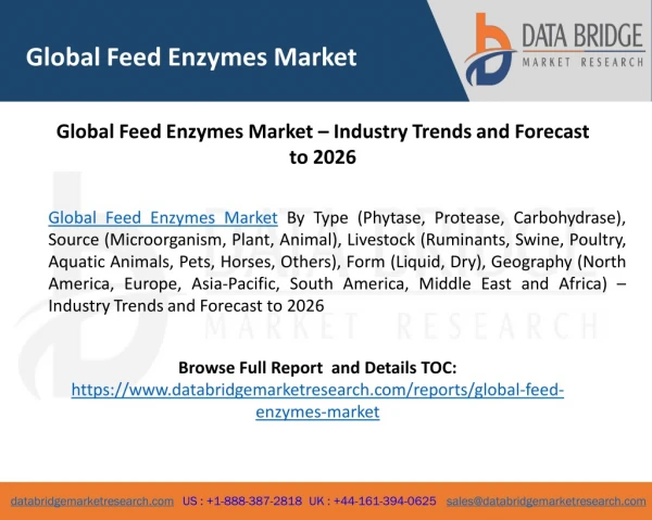 Global Feed Enzymes Market – Industry Trends and Forecast to 2026