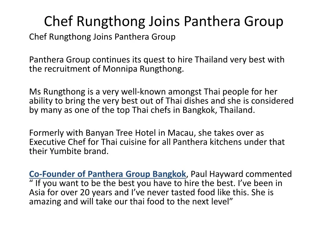 chef rungthong joins panthera group