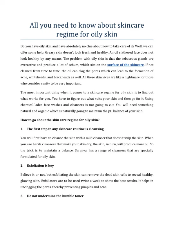 All you need to know about skincare regime for oily skin