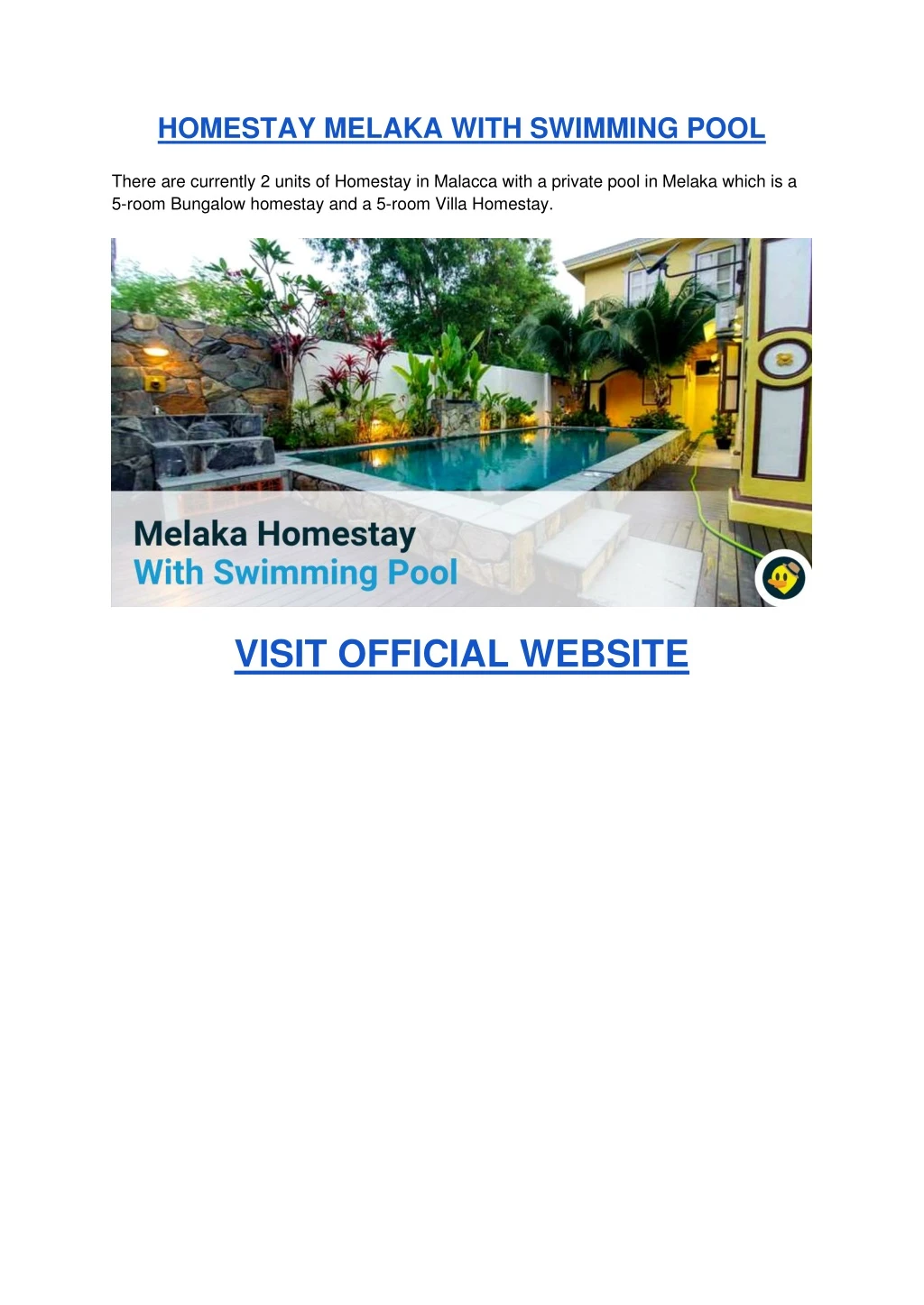 homestay melaka with swimming pool