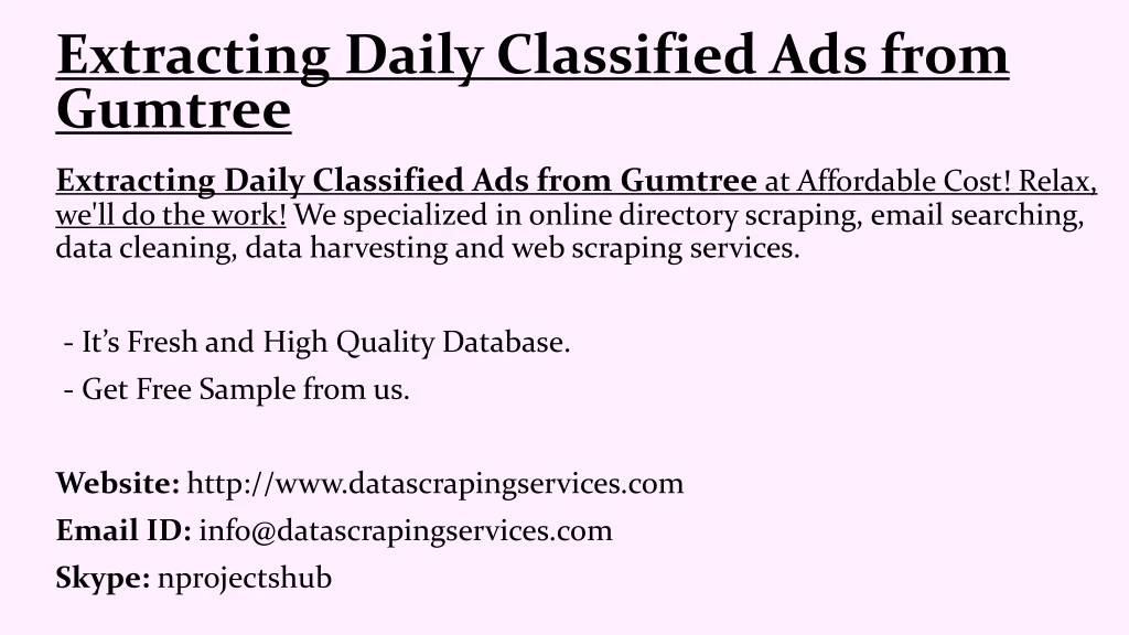 extracting daily classified ads from gumtree