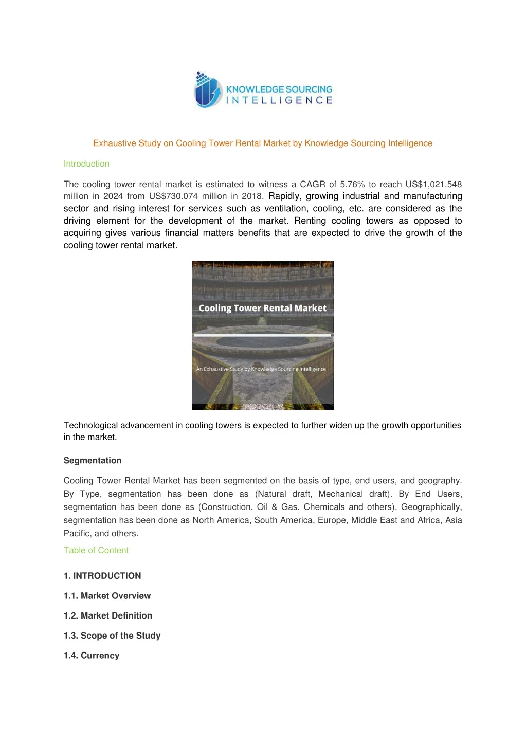 exhaustive study on cooling tower rental market