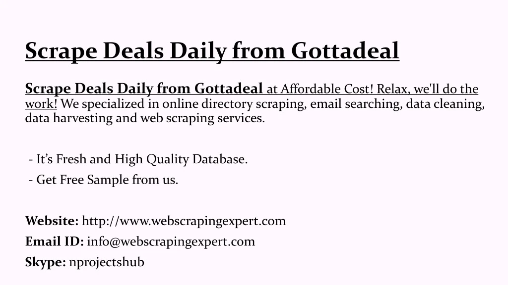 scrape deals daily from gottadeal