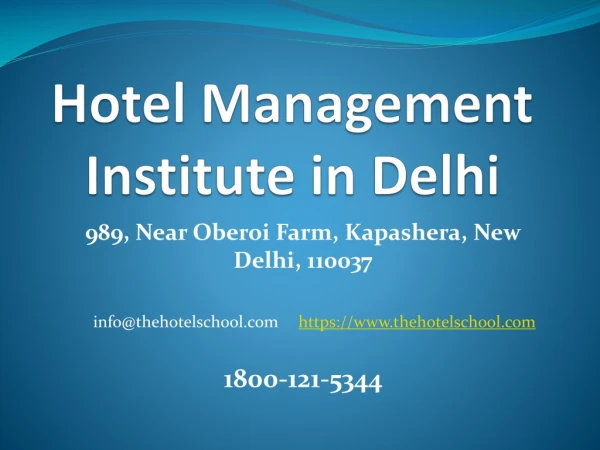 Hotel Management institute in Delhi