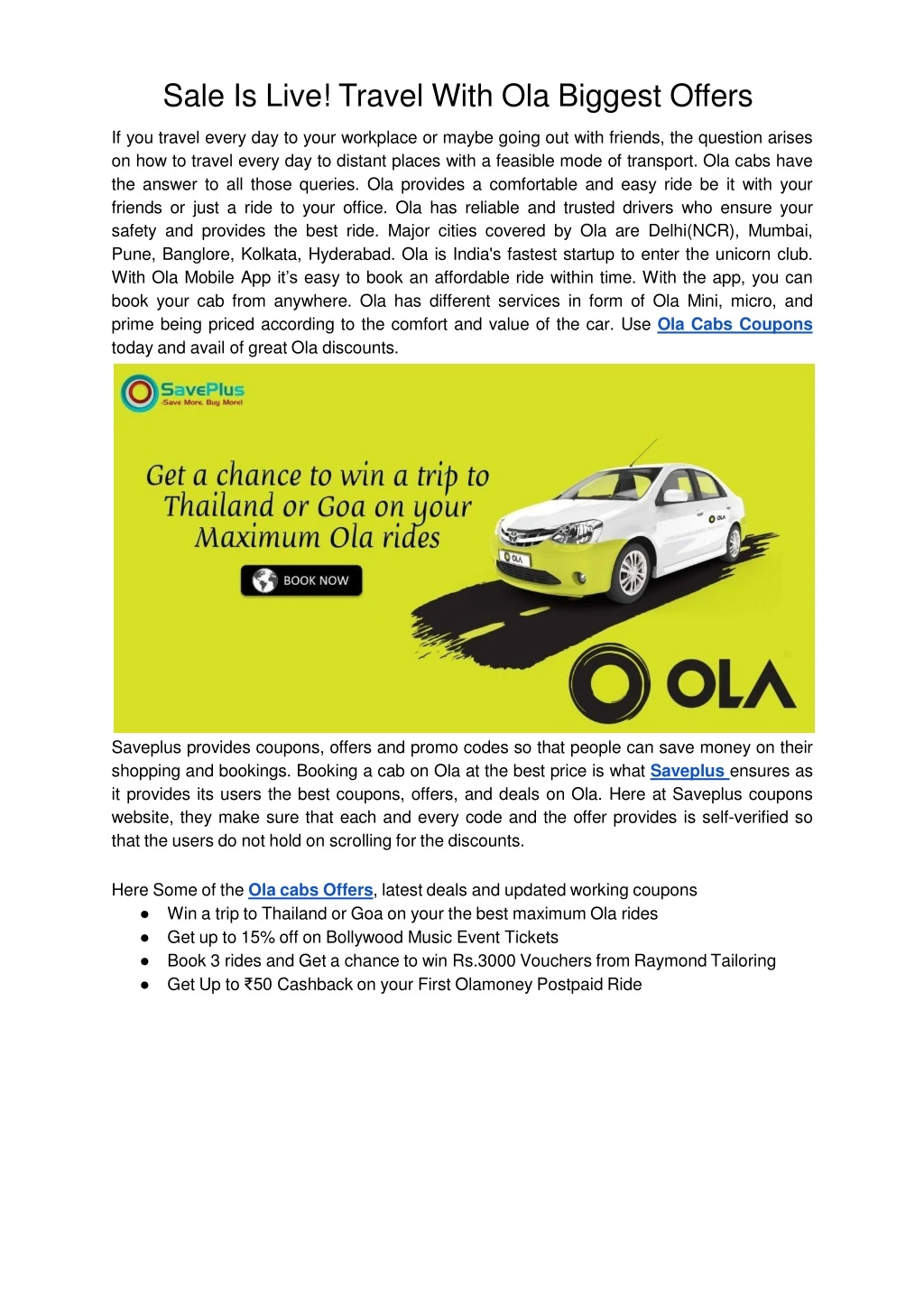 sale is live travel with ola biggest offers