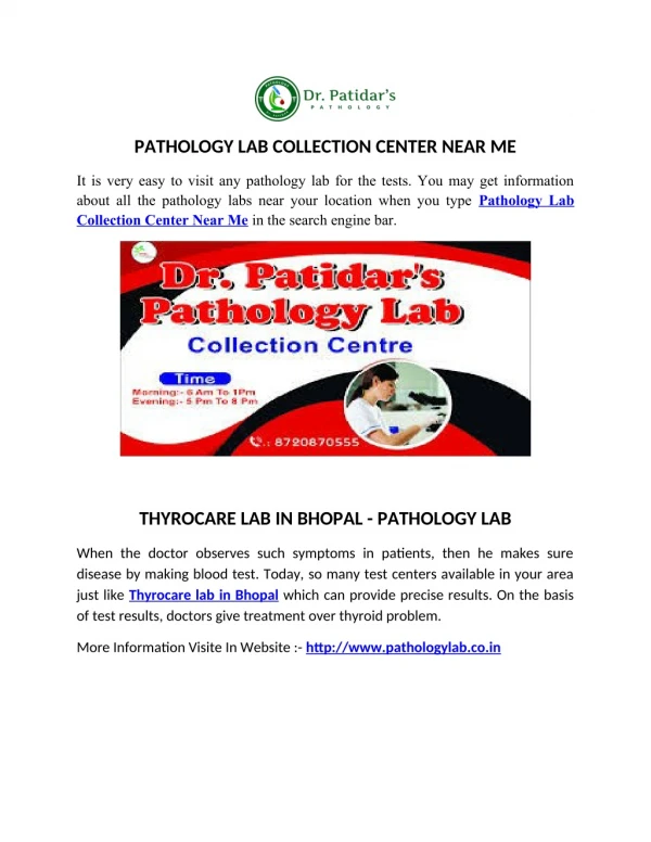 Pathology Lab Collection Center Near Me