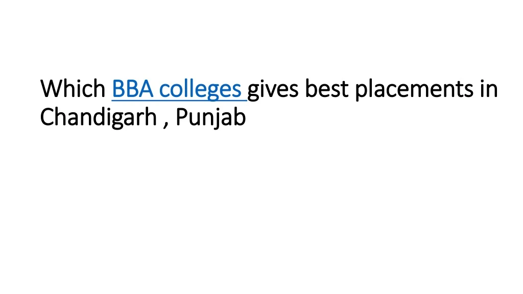 which bba colleges gives best placements in chandigarh punjab