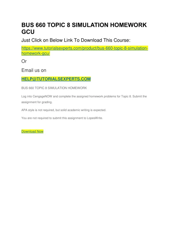 bus 660 topic 8 simulation homework gcu just