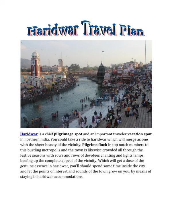 Haridwar Travel Plan