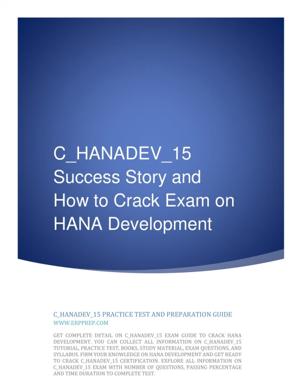 C_HANADEV_15 Success Story and How to Crack Exam on HANA Development