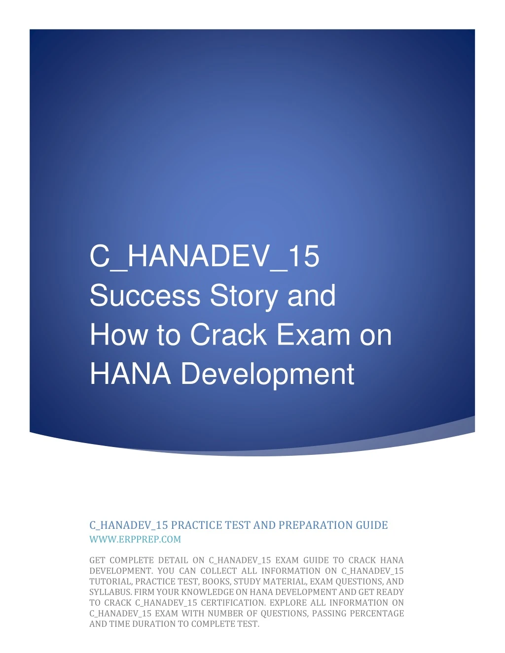 c hanadev 15 success story and how to crack exam