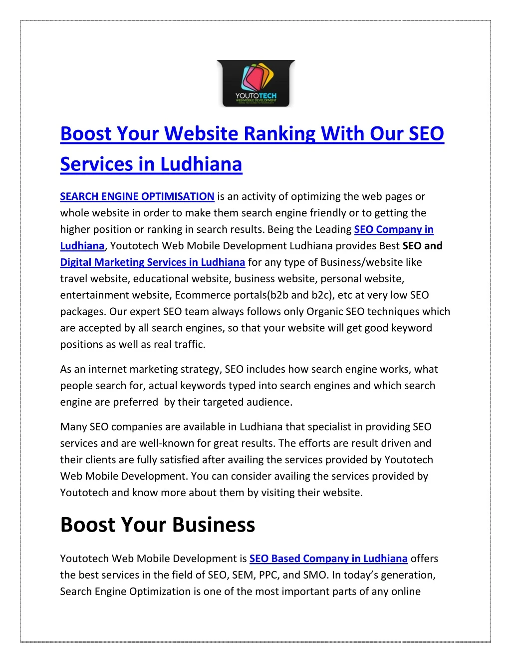 boost your website ranking with our seo services