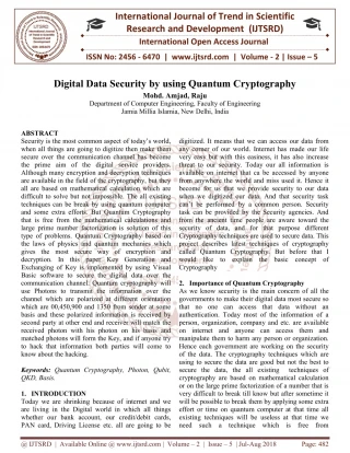 Digital Data Security by using Quantum Cryptography - slide 1