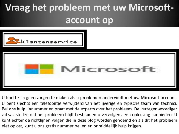 vraag het probleem met uw microsoft account op
