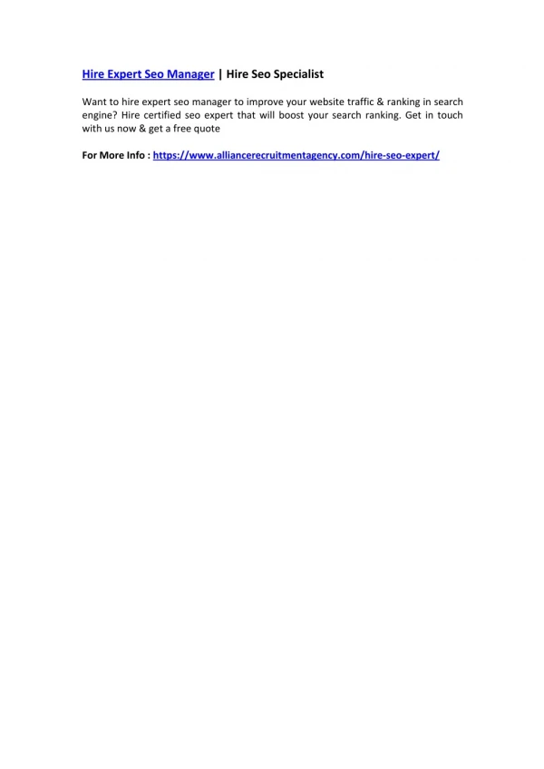 hire expert seo manager hire seo specialist