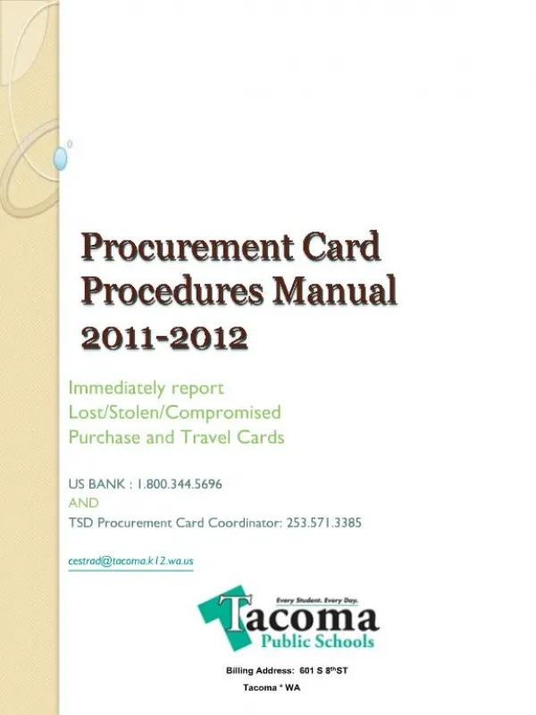 Procurement Card Procedures Manual 2011-2012