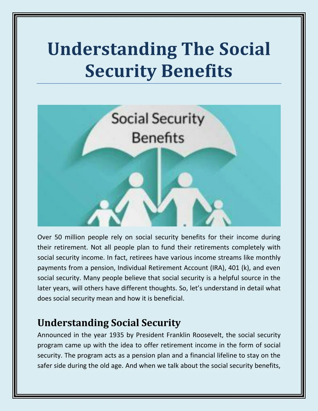 understanding the social security benefits