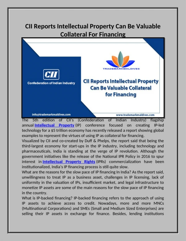 cii reports intellectual property can be valuable