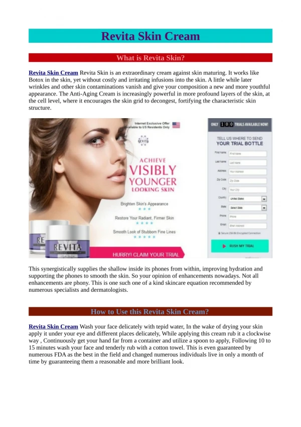 Now Incredible Revita Skin Cream Examples