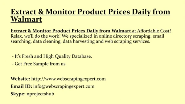 Extract & Monitor Product Prices Daily from Walmart