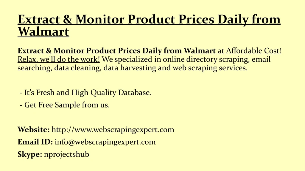 extract monitor product prices daily from walmart