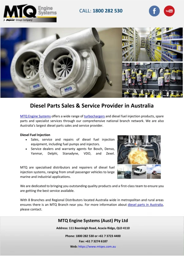 Diesel Parts Sales & Service Provider in Australia