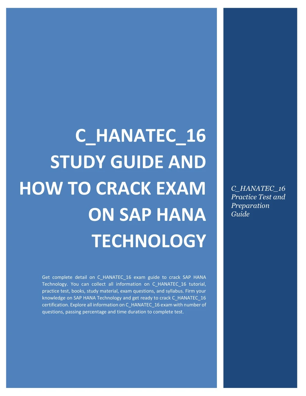 c hanatec 16 study guide and how to crack exam
