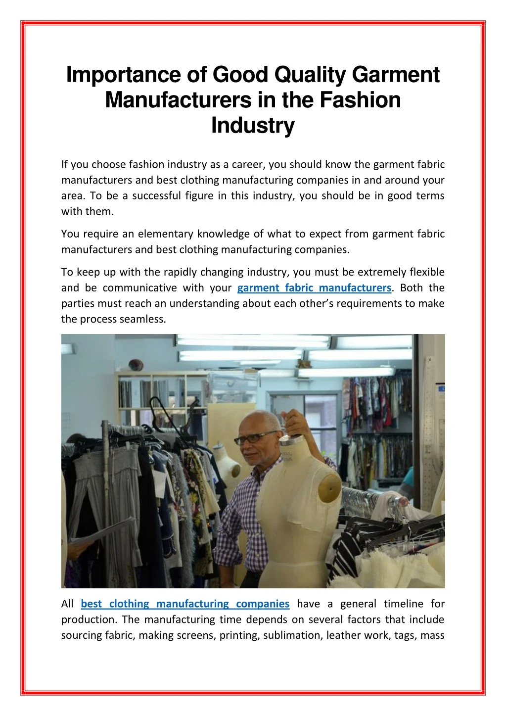 importance of good quality garment manufacturers